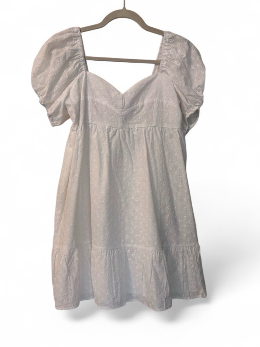 NWT H&M White Puff-Sleeve Babydoll Dress